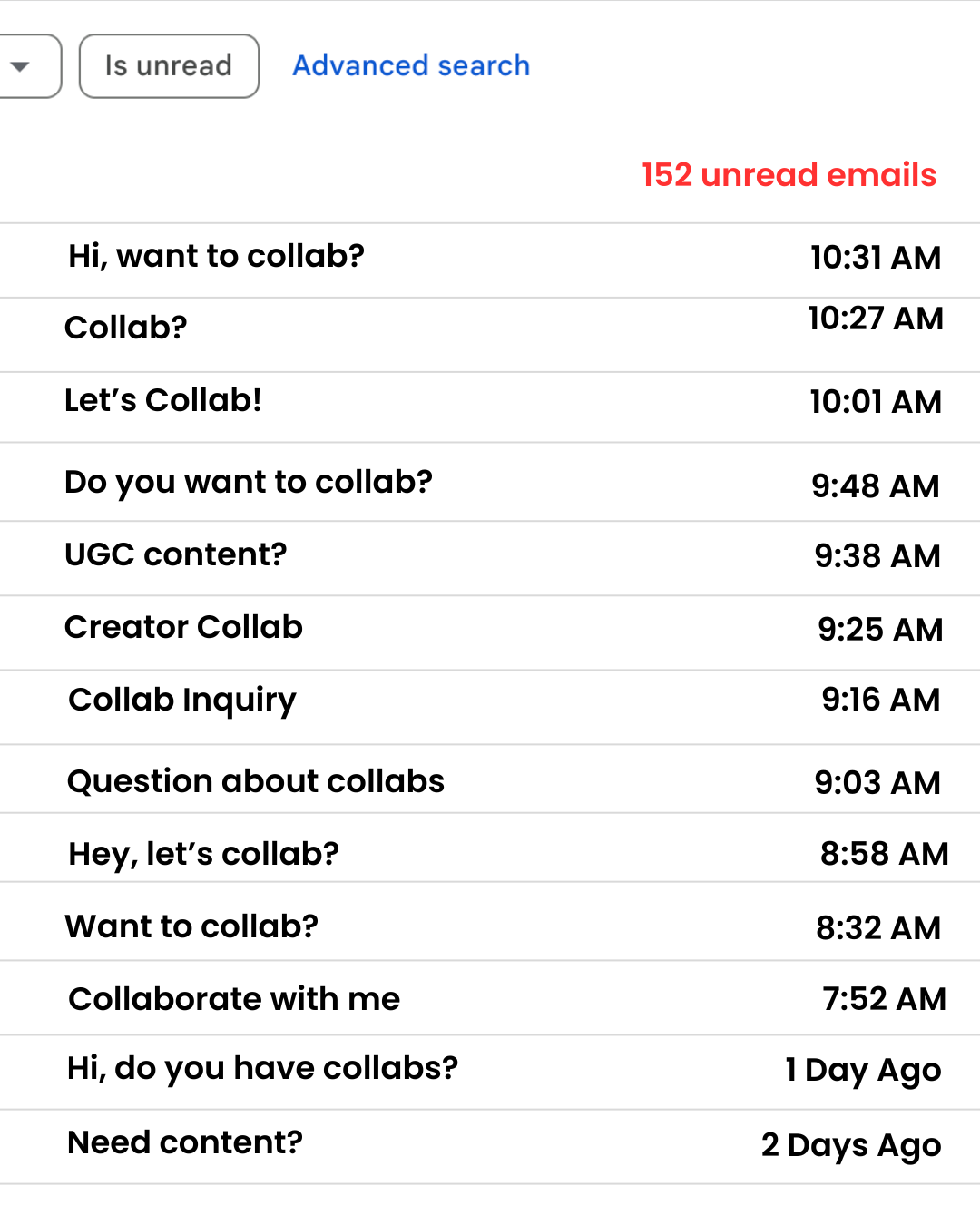 Creator collaboration email